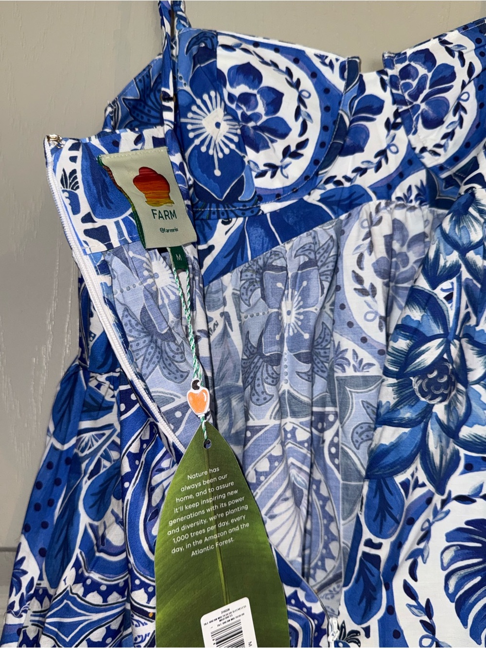 Farm Rio Blue Tile Dream Sleeveless Maxi Dress Size Medium NWT - Picture 6 of 12